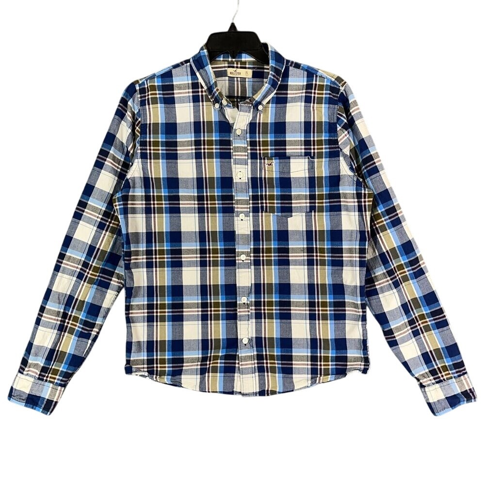 Hollister Shirt Mens XL Plaid Business Casual Coastal Streetwear Preppy Minimal‎